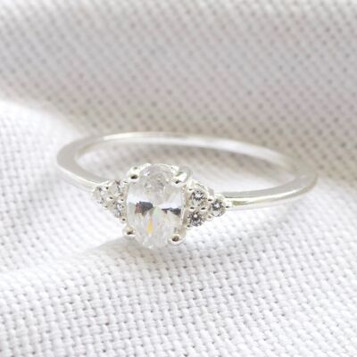 Sterling Silber Clear Gems Ring in m/l