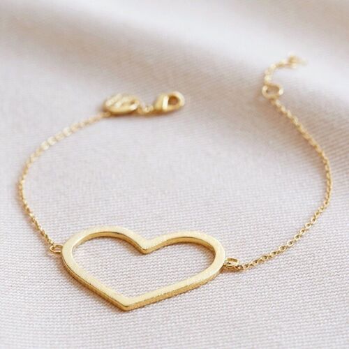 Large Heart Outline Bracelet in Gold