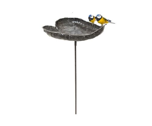 METAL COUPLE BLUE TIT LARGE HEART BOWL ON STICK