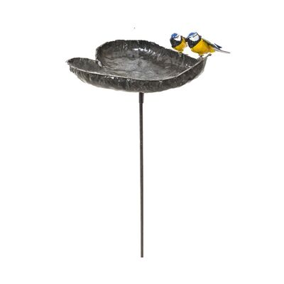 METAL COUPLE BLUE TIT LARGE HEART BOWL ON STICK