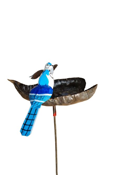 METAL BLUE JAY HEART BOWL ON STICK