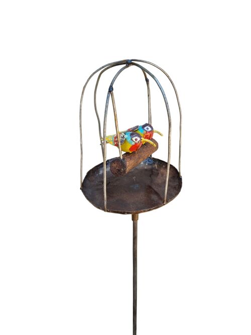 METAL KF COUPLE CAGE BIRDFEEDER ON STICK