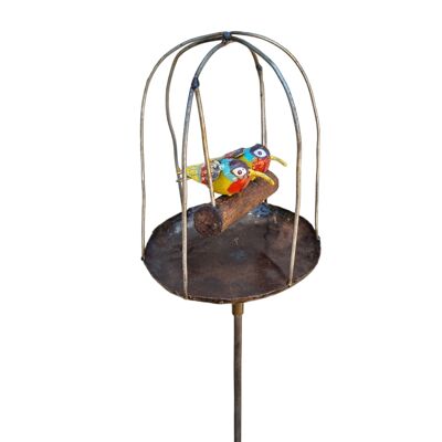 METAL GOLD SUNBIRD COUPLE CAGE ON STICK BF