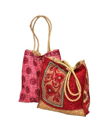 Sac shopping réversible en soie et jute pack 10 2