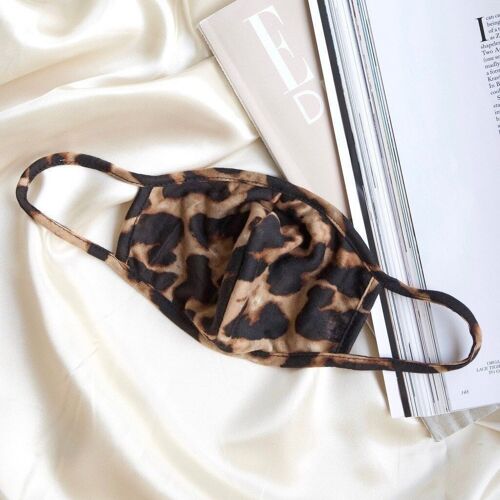 Dark Leopard Print Fabric Face Mask