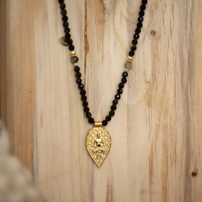 Collier pendentif bouddha obsidienne