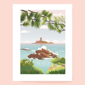 Affiche Ile d'Or, affiche Côte d'Azur, île mystérieuse, Saint Raphaël 1