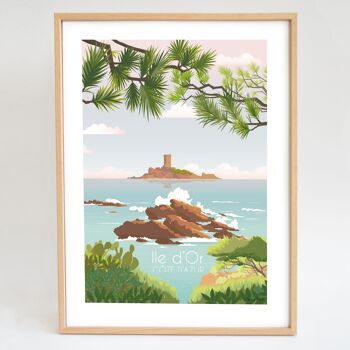 Affiche Ile d'Or, affiche Côte d'Azur, île mystérieuse, Saint Raphaël 3