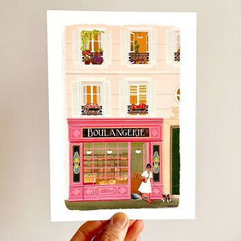 Affiche Boulangerie, boutique ancienne, façade parisienne, boutique rose 4