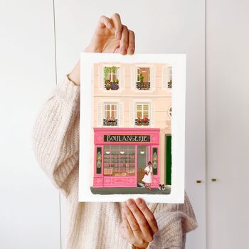 Affiche Boulangerie, boutique ancienne, façade parisienne, boutique rose 5