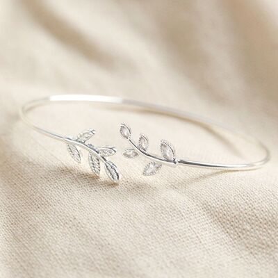 Crystal Leaves Bangle in Silver