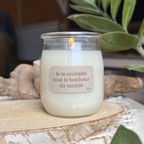 Bougie parfumée à message - je te souhaite tout le bonheur du monde