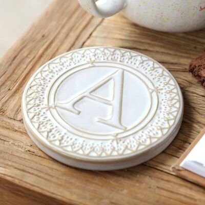 Ceramic Initial Coaster - A