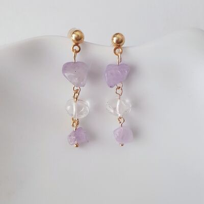 Boucles d'oreilles pendantes en améthyste lilas