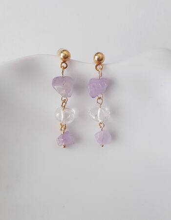 Boucles d'oreilles pendantes en améthyste lilas 1