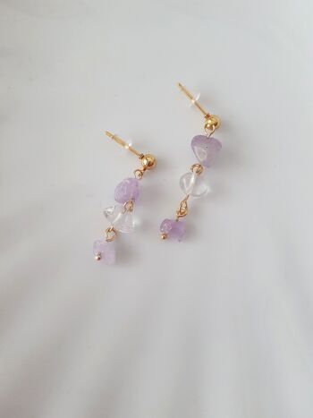 Boucles d'oreilles pendantes en améthyste lilas 3