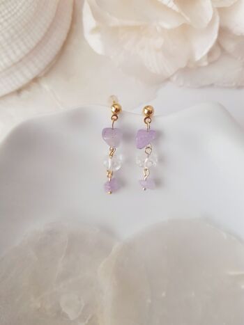 Boucles d'oreilles pendantes en améthyste lilas 5