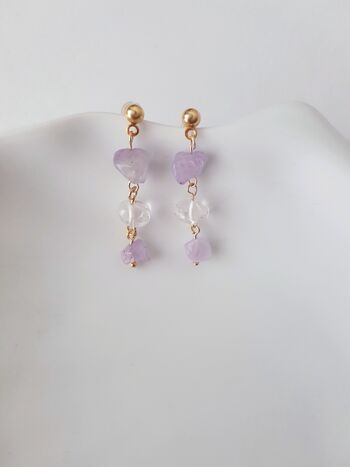 Boucles d'oreilles pendantes en améthyste lilas 8