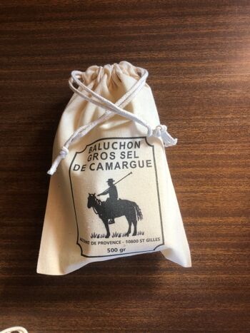 GROS SEL CAMARGUE 500G BALUCHON COTON BIO DECOR GARDIAN NOIR ET BLANC 500G 1