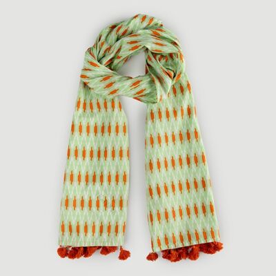 ORGANIC COTTON SCARF VOILE IKAT 185X70 CM