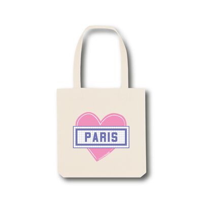 Borsa tote stampata Paris Heart - Ecru