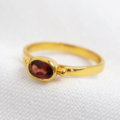 Ring Januar Granat Rot 14 Karat Vermeil-Gold M/L