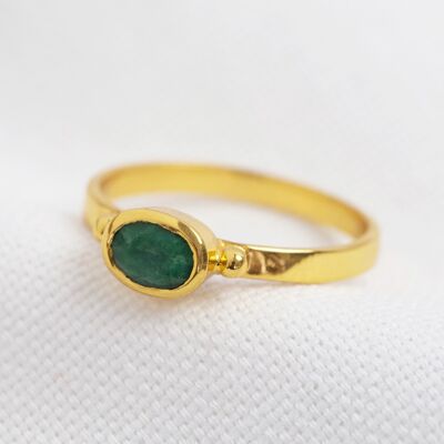 May Emerald Ring 14ct Gold Vermeil M/L