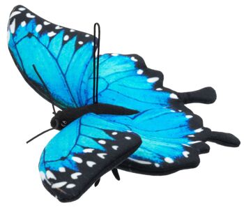 Papillon bleu (avec boucle) - 26 cm (largeur) - Mots clés : animal de la forêt, animal des prairies, insecte, peluche, peluche, peluche, peluche 2