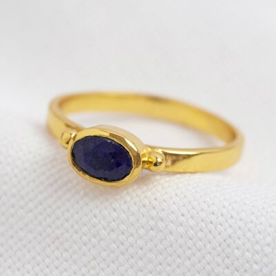 September Sapphire Blue Ring in 14ct Gold Vermeil M/L
