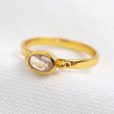 October Rose Quartz Pink Ring in 14ct Gold Vermeil M/L