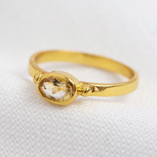 November Citrine Yellow Ring in 14ct Gold Vermeil M/L