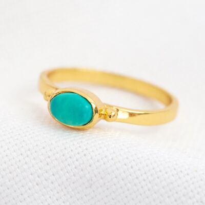 December Turquoise ring 14ct Gold Vermeil M/L