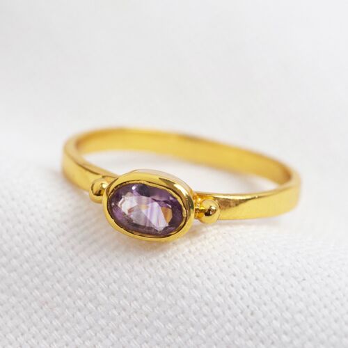 February Amethyst Ring 14ct Gold Vermeil S/M