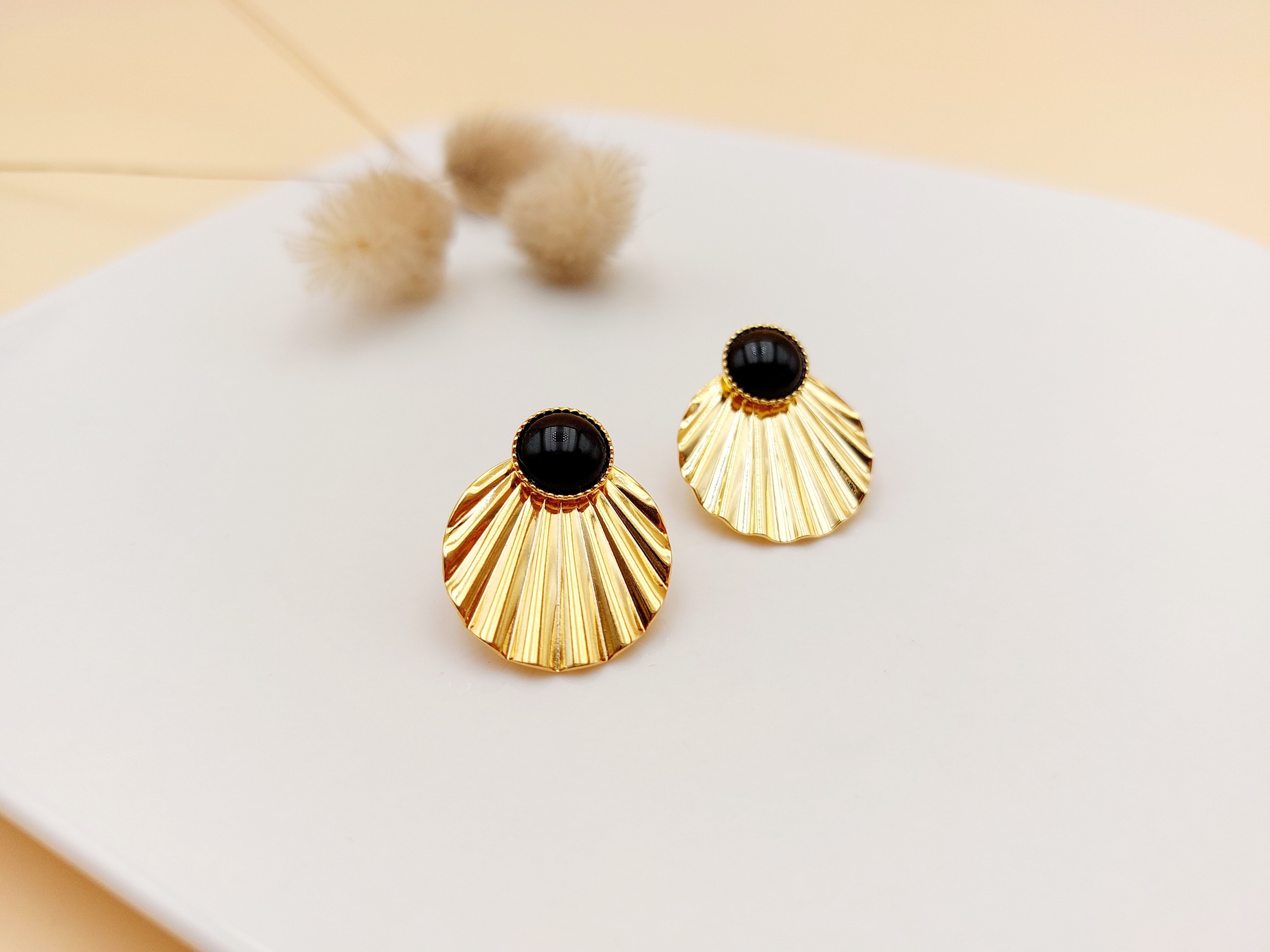 Pendientes Clarence 2en1 - Ébano negro