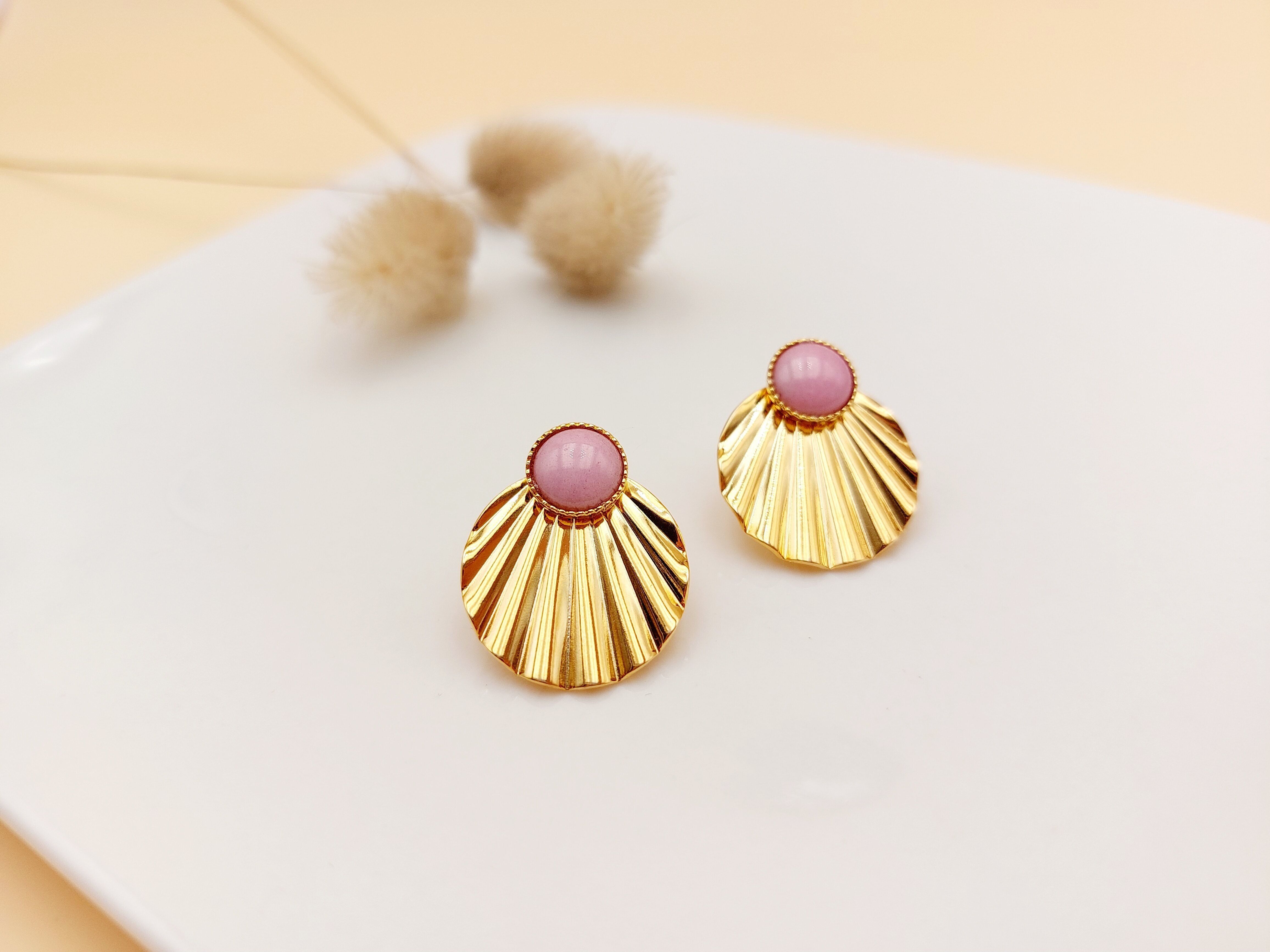 Pendientes Clarence 2en1 - Rosa azucarado