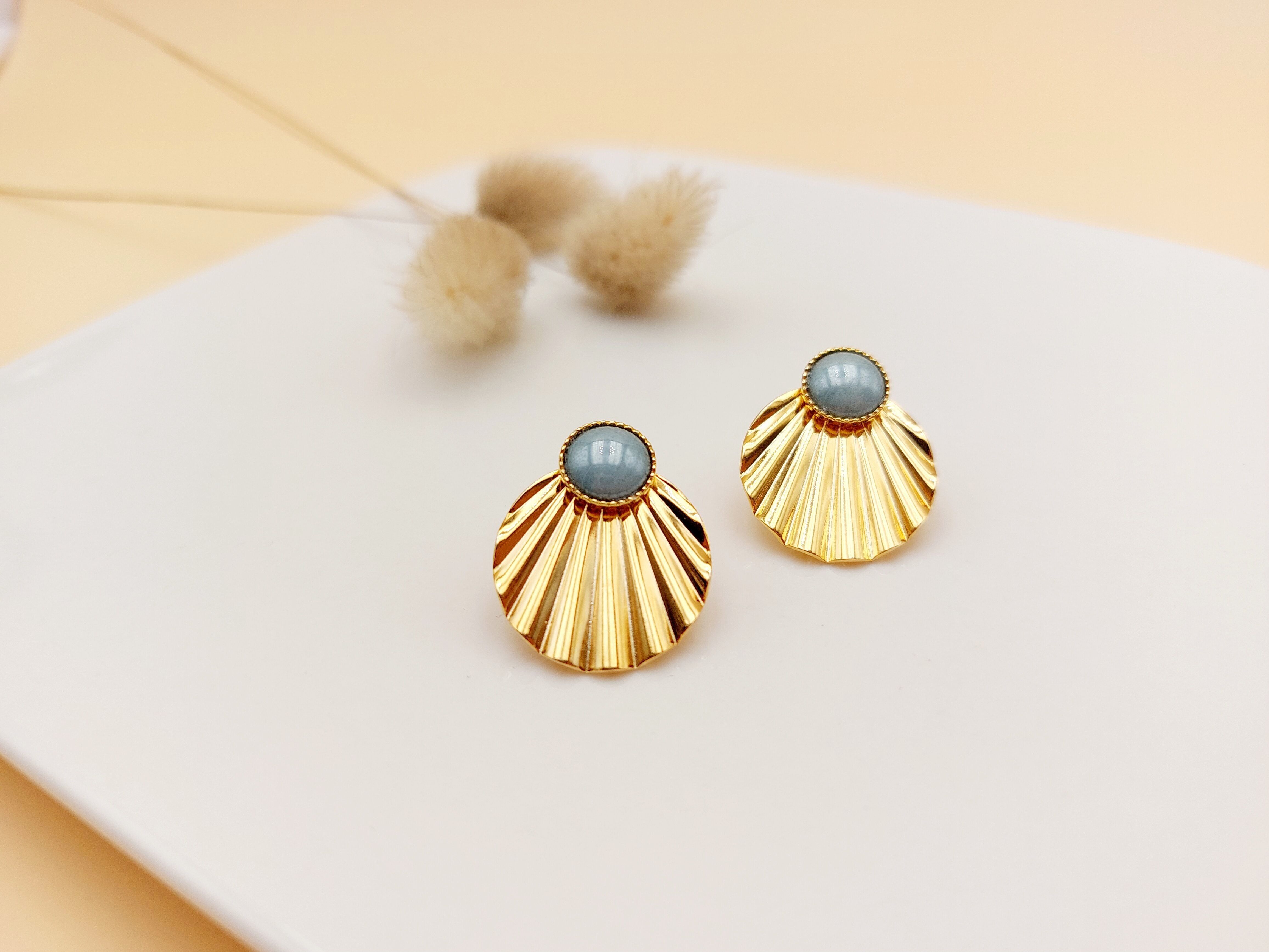 Pendientes Clarence 2en1 - Azul mineral