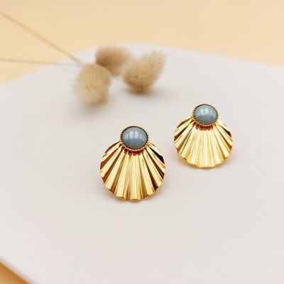 Pendientes Clarence 2en1 - Azul mineral