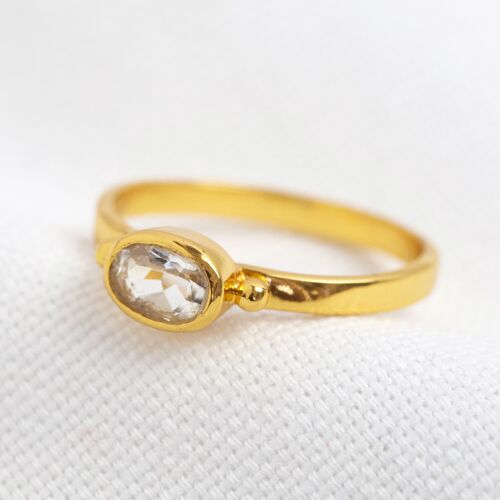 April Glass Opal Ring 14ct Gold Vermeil S/M