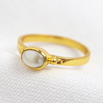 June Pearl Ring in 14ct Gold Vermeil S/M