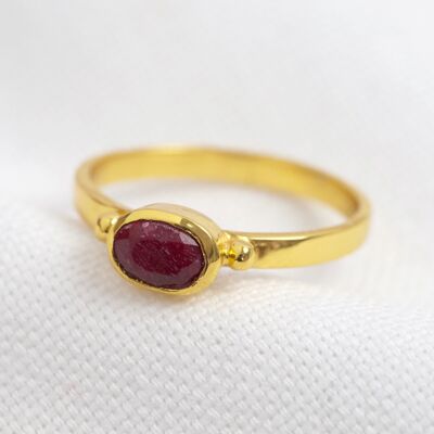 July Ruby Red Ring in 14ct Gold Vermeil S/M