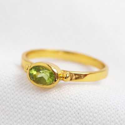 August Peridot Green Ring in 14ct Gold Vermeil S/M