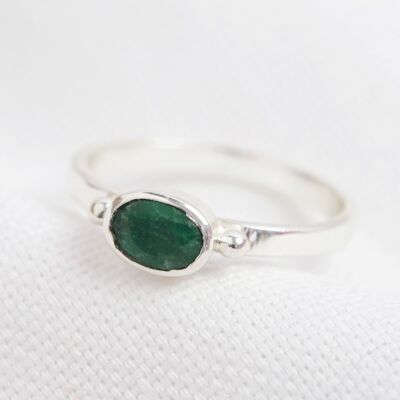 May Smaragdgrüner Ring Sterlingsilber S/M