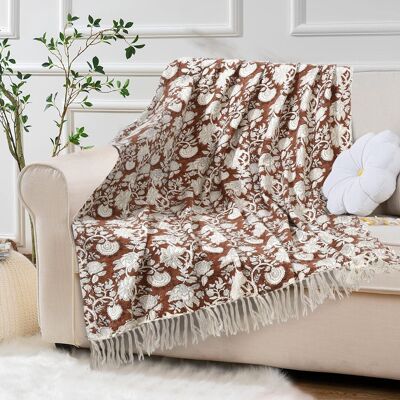 Coperta con stampa a mano in terracotta Delight