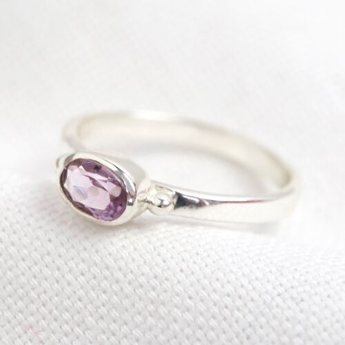 February Amethyst Purple Ring Sterling Silver S/M