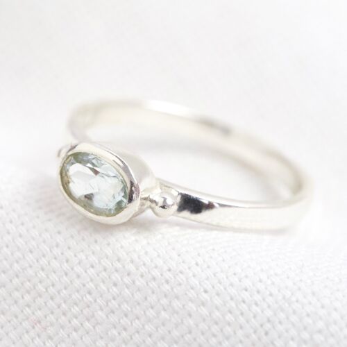March Aquamarine Blue Topaz Ring Sterling Silver S/M