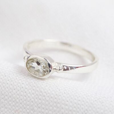 April Opalglas Opal Ring Sterling Silber S/M