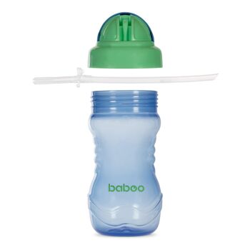 Gobelet Baboo avec paille en silicone, 360 ml, bleu, 9+ mois 4