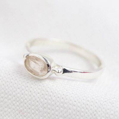 Oktober Rosenquarz Ring in Sterling Silber S/M