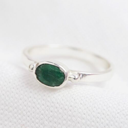 May Emerald Green Ring Sterling silver M/L