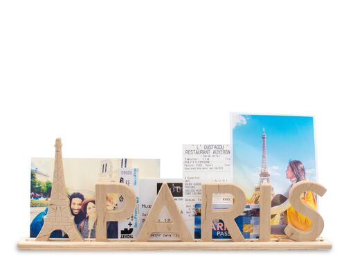 Paris, Wooden Letter Stand Souvenir with Eiffel tower: Customizable with Photos and Tickets